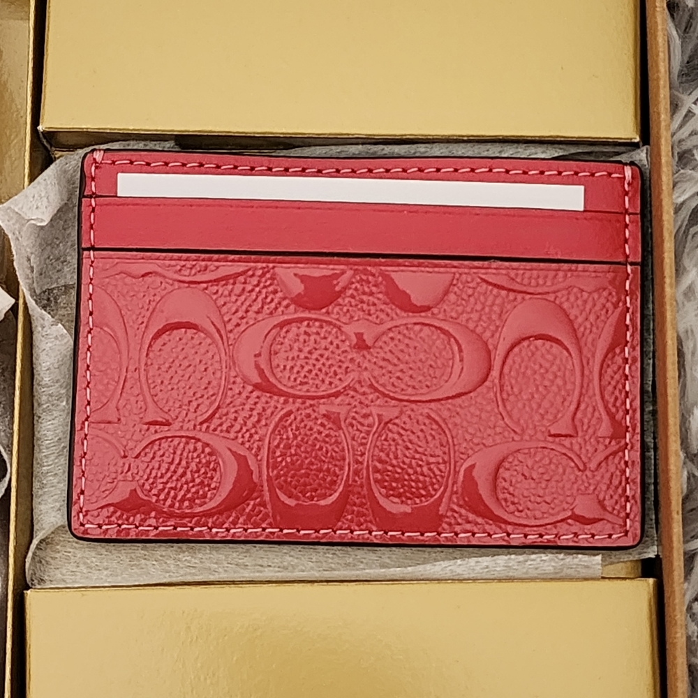 COACH Boxed Anna Foldover Clutch Crossbody And Card Set In Signature Leather - Picture 7 of 10